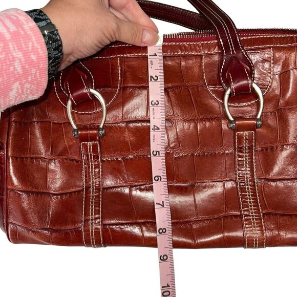 Brighton Alligator Embossed Leather Shoulder‎ Handbag Purse Bag Red Heart Charm - Picture 10 of 12